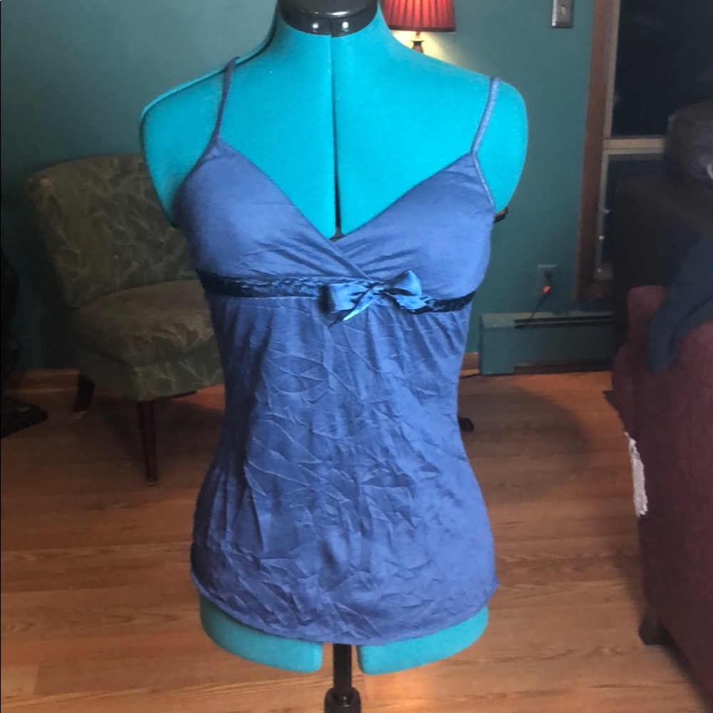 Blue Tank Top with Bow Detail